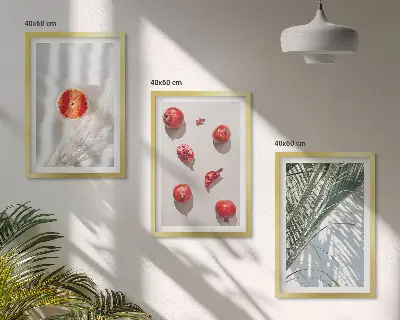 Juego de 3 cuadros decorativos de fruta de palma navideña