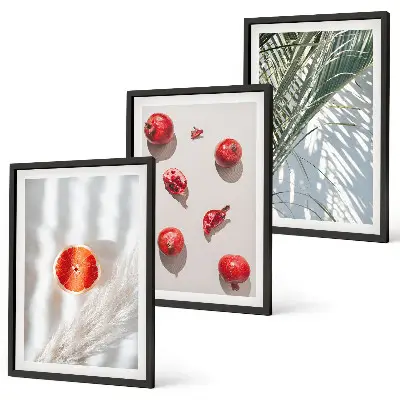 Juego de 3 cuadros decorativos de fruta de palma navideña