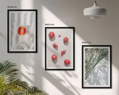 Juego de 3 cuadros decorativos de fruta de palma navideña