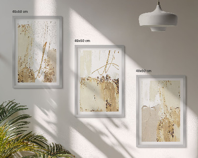 Set de 3 cuadros para salón Estampados abstractos beige blanco