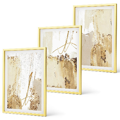 Set de 3 cuadros para salón Estampados abstractos beige blanco