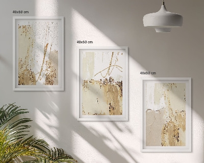 Set de 3 cuadros para salón Estampados abstractos beige blanco