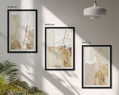 Set de 3 cuadros para salón Estampados abstractos beige blanco