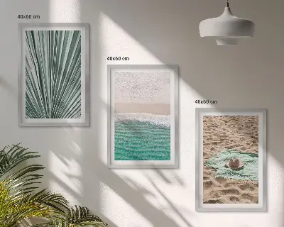 Juego de 3 cuadros con vistas a la playa y al mar