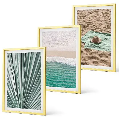 Juego de 3 cuadros con vistas a la playa y al mar