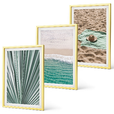 Juego de 3 cuadros Vistas de vacaciones a la playa y al mar