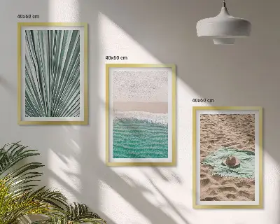 Juego de 3 cuadros con vistas a la playa y al mar