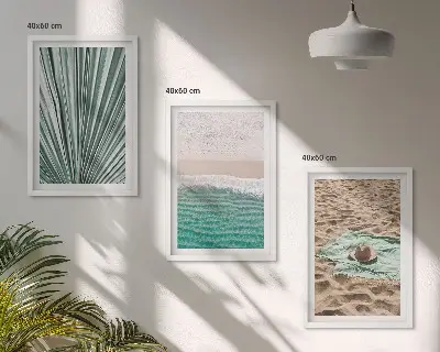 Juego de 3 cuadros con vistas a la playa y al mar