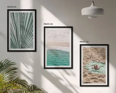 Juego de 3 cuadros con vistas a la playa y al mar