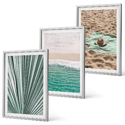 Juego de 3 cuadros con vistas a la playa y al mar