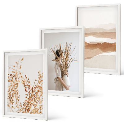 Juego de 3 cuadros motivos florales rústicos de estilo bohemio