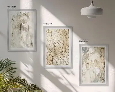Set de 3 cuadros para salón con estampados abstractos en tonos beige y gris
