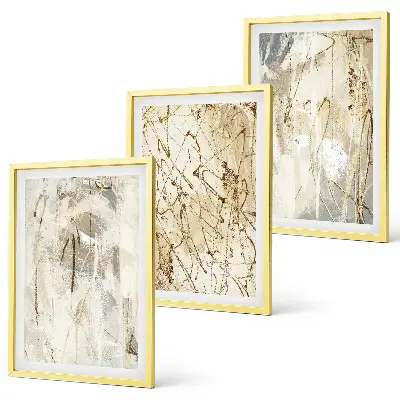 Set de 3 cuadros para salón con estampados abstractos en tonos beige y gris