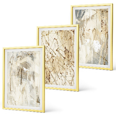 Set de 3 cuadros para salón Estampados abstractos en tonos beige y gris.