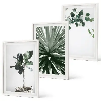 Juego de 3 cuadros con diseño minimalista de plantas verdes