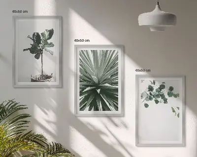 Juego de 3 cuadros con diseño minimalista de plantas verdes