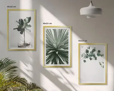 Juego de 3 cuadros con diseño minimalista de plantas verdes