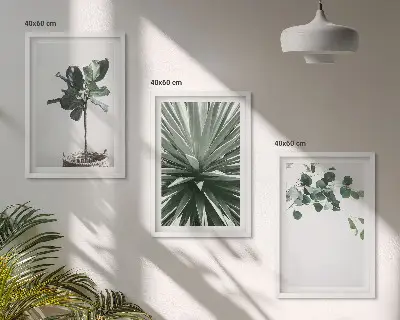 Juego de 3 cuadros con diseño minimalista de plantas verdes