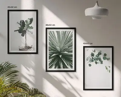 Juego de 3 cuadros con diseño minimalista de plantas verdes