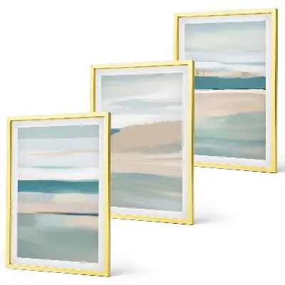 Set de 3 cuadros paisajes abstractos en tonos azules