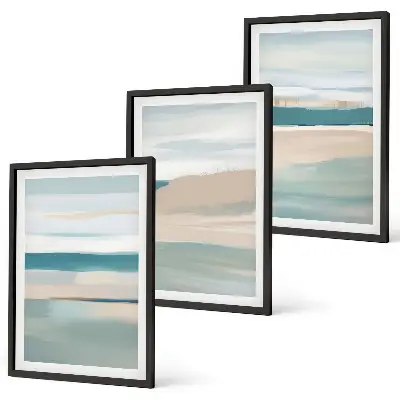 Set de 3 cuadros paisajes abstractos en tonos azules