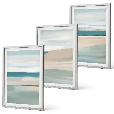 Set de 3 cuadros paisajes abstractos en tonos azules