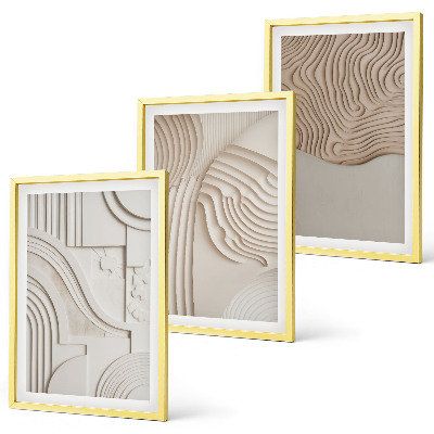 Set de 3 cuadros para salón Estampados abstractos beige blanco