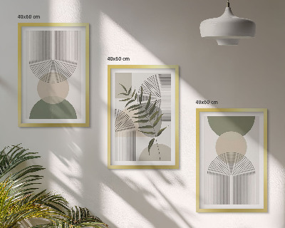 Set de 3 cuadros para salón Formas abstractas con vegetación
