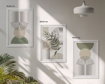 Set de 3 cuadros para salón Formas abstractas con vegetación