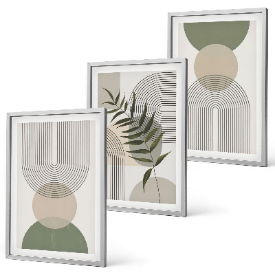 Set de 3 cuadros para salón Formas abstractas con vegetación