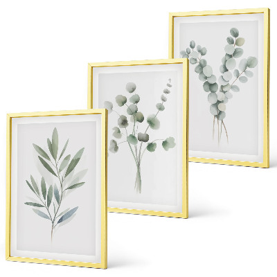 Juego de 3 cuadros Diseños de plantas con vegetación