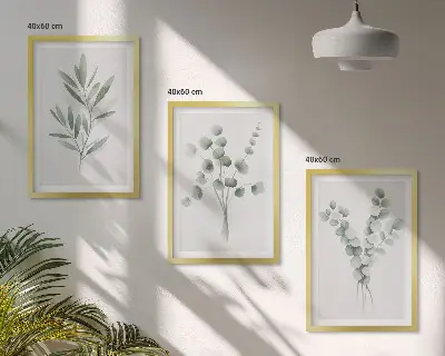 Juego de 3 cuadros con diseños de plantas y vegetación
