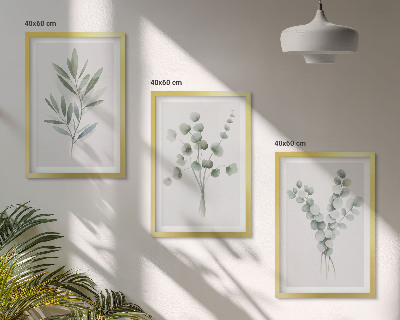 Juego de 3 cuadros Diseños de plantas con vegetación