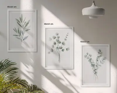 Juego de 3 cuadros con diseños de plantas y vegetación