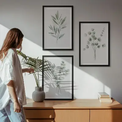 Juego de 3 cuadros con diseños de plantas y vegetación
