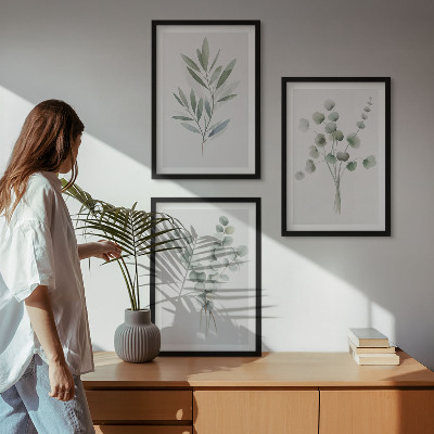Juego de 3 cuadros Diseños de plantas con vegetación