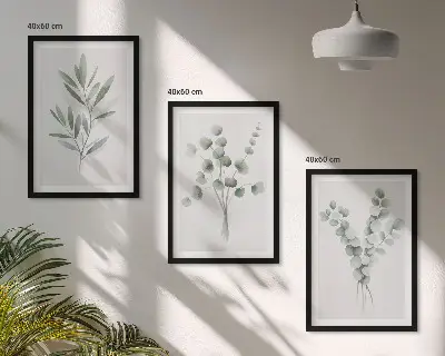 Juego de 3 cuadros con diseños de plantas y vegetación
