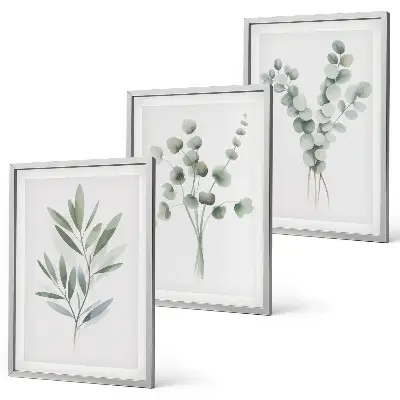 Juego de 3 cuadros con diseños de plantas y vegetación