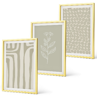 Set de 3 cuadros para salón patrones geométricos de plantas