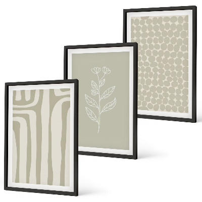 Set de 3 cuadros para salón patrones geométricos de plantas
