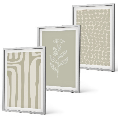Set de 3 cuadros para salón patrones geométricos de plantas