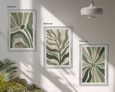 Juego de 3 cuadros patrones de plantas verdes y beige