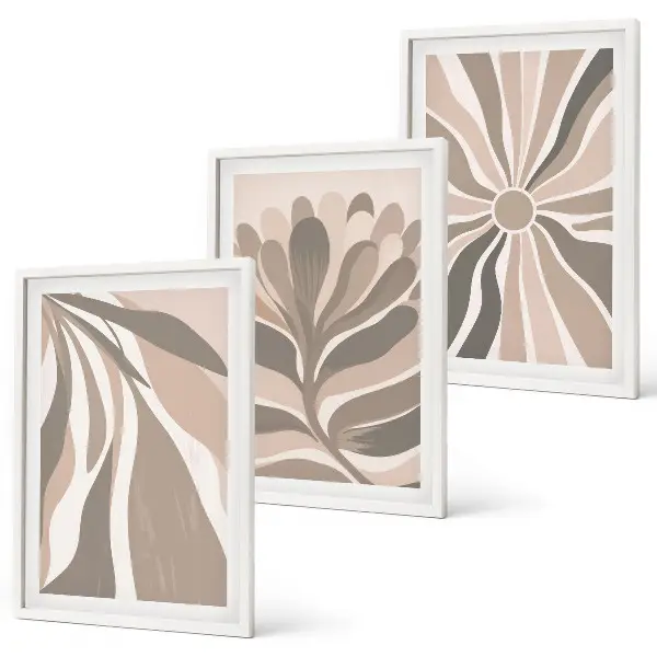 Set de 3 cuadros para salón con diseños de patrones abstractos de plantas