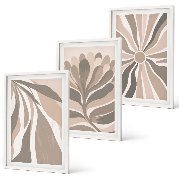Set de 3 cuadros para salón Patrones abstractos de plantas
