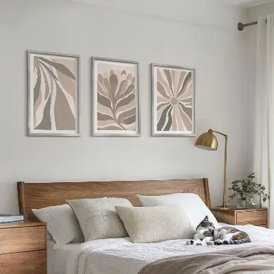 Set de 3 cuadros para salón con diseños de patrones abstractos de plantas