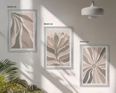 Set de 3 cuadros para salón con diseños de patrones abstractos de plantas