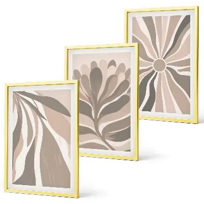 Set de 3 cuadros para salón con diseños de patrones abstractos de plantas