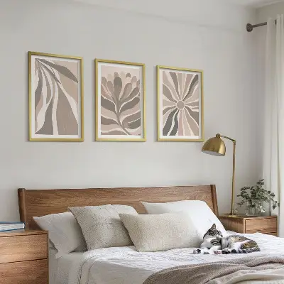 Set de 3 cuadros para salón con diseños de patrones abstractos de plantas