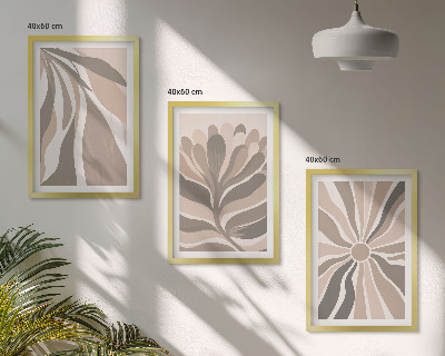 Set de 3 cuadros para salón Patrones abstractos de plantas