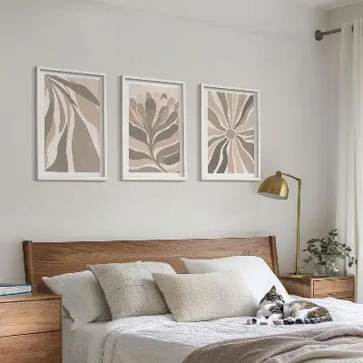 Set de 3 cuadros para salón con diseños de patrones abstractos de plantas